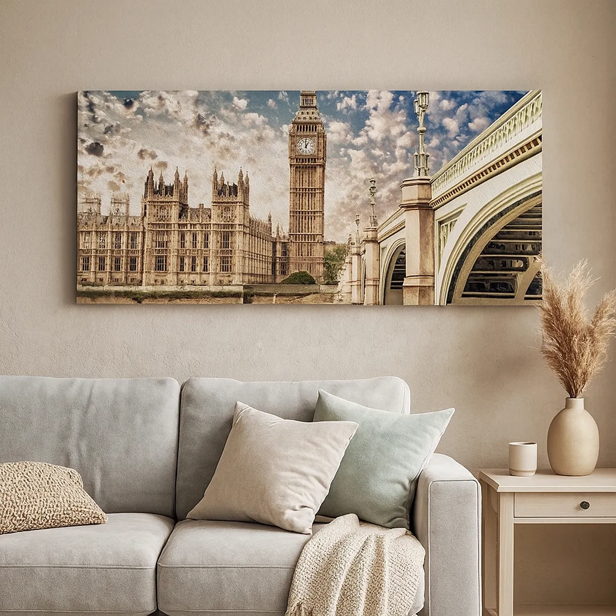 Obraz na plátne - Perové oblaky nad Temžou - 30x30 cm