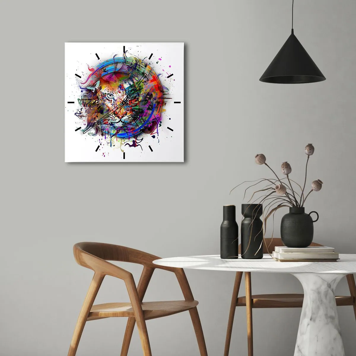 Nástenné hodiny - Skrýva sa za dúhovým závojom - 40x40 cm