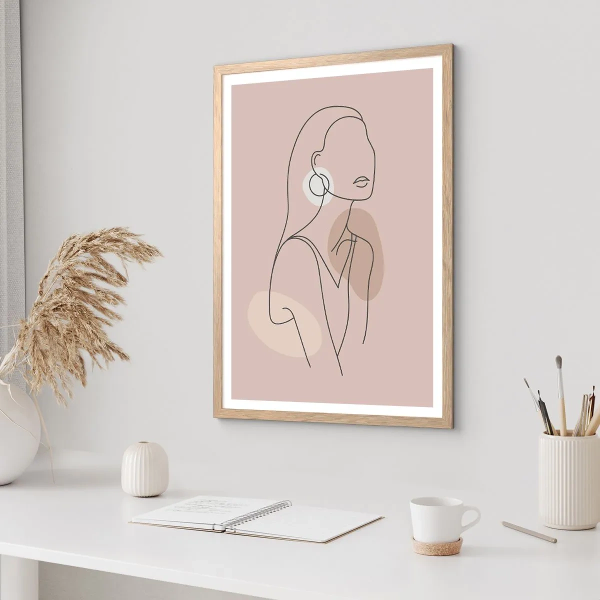 Plagát v ráme zo svetlého duba - Dievčenská ikona - 50x70 cm