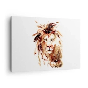 Obraz na plátne - Akvarelová portrét leva s intenzívnymi detailmi - 70x50cm - Sila a dôstojnosť - Moderná nástenná dekorácia do obývacej izby a spálne ARTTOR