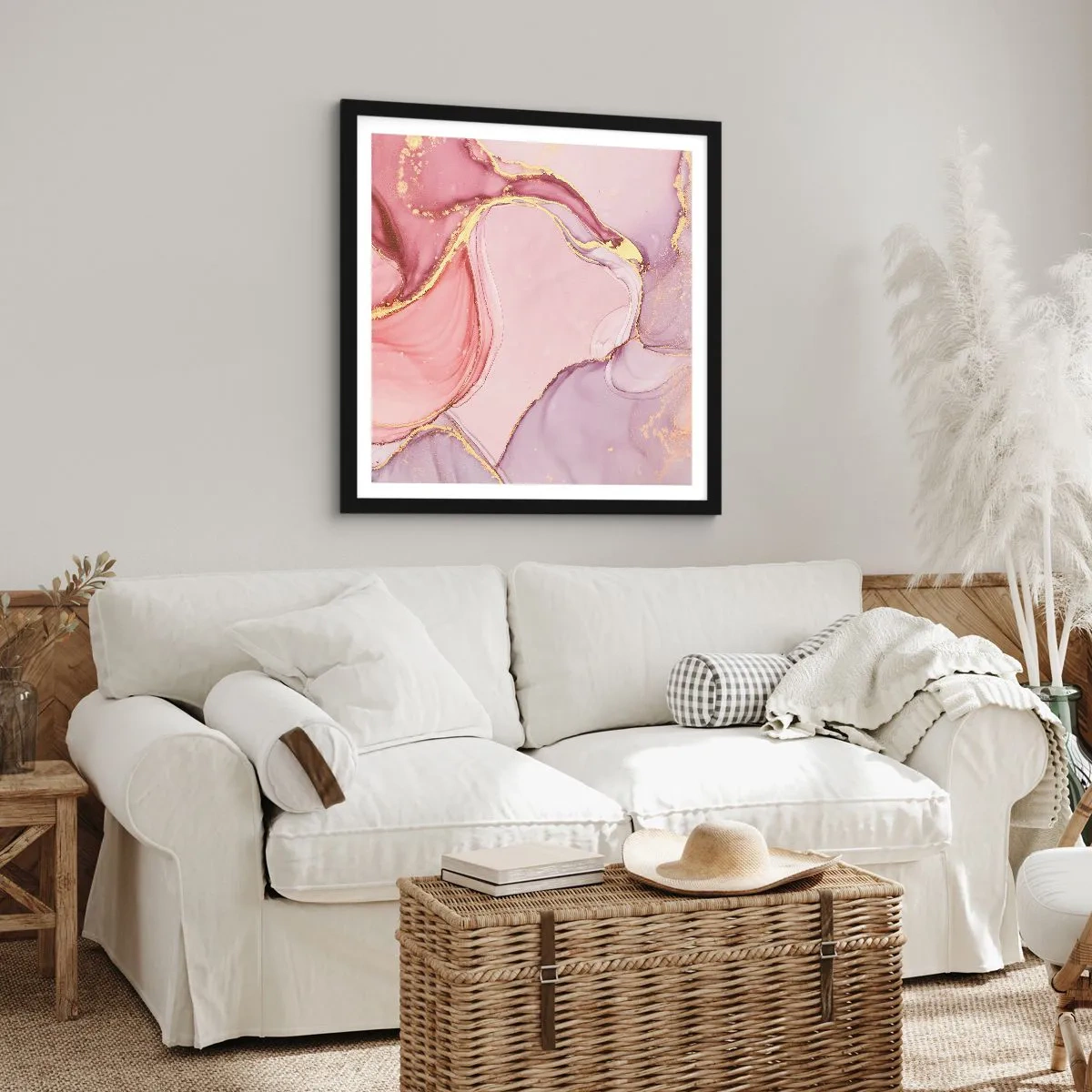 Plagát v čiernom ráme - Maznanie farieb - 60x60 cm