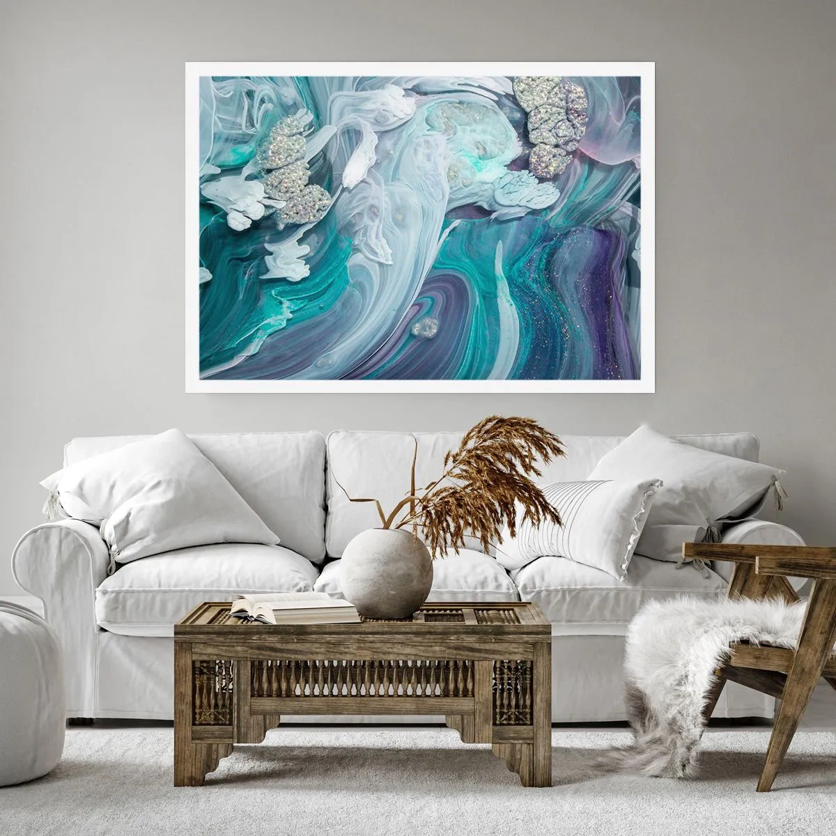 Plagát - Prúdy modrej - 50x40 cm