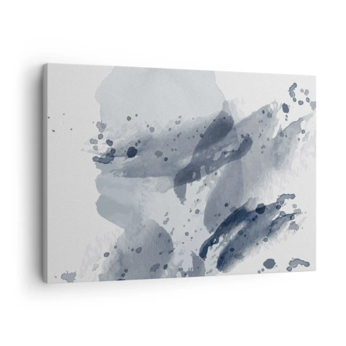 Obraz na plátne - Abstraktné škvrny v odtieňoch modrej na svetlom pozadí - 70x50cm - Štúdia o povahe vody - Moderná nástenná dekorácia do obývacej izby a spálne ARTTOR