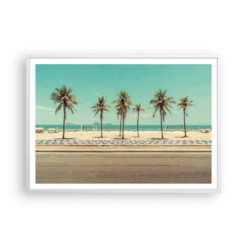 Plagát v bielom ráme - Stráženie pláže - 100x70 cm
