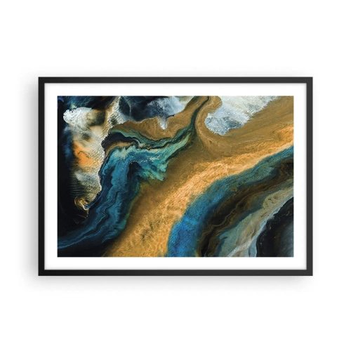 Plagát v čiernom ráme - Modrá – žltá – vzájomné vplyvy - 70x50 cm