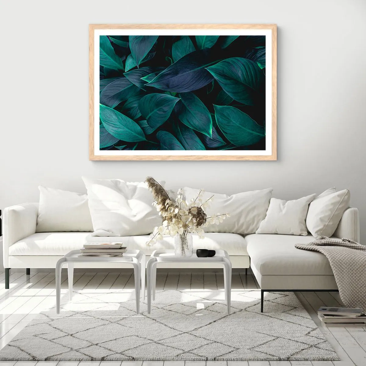 Plagát v ráme zo svetlého duba - Zeleň sama o sebe - 50x40 cm