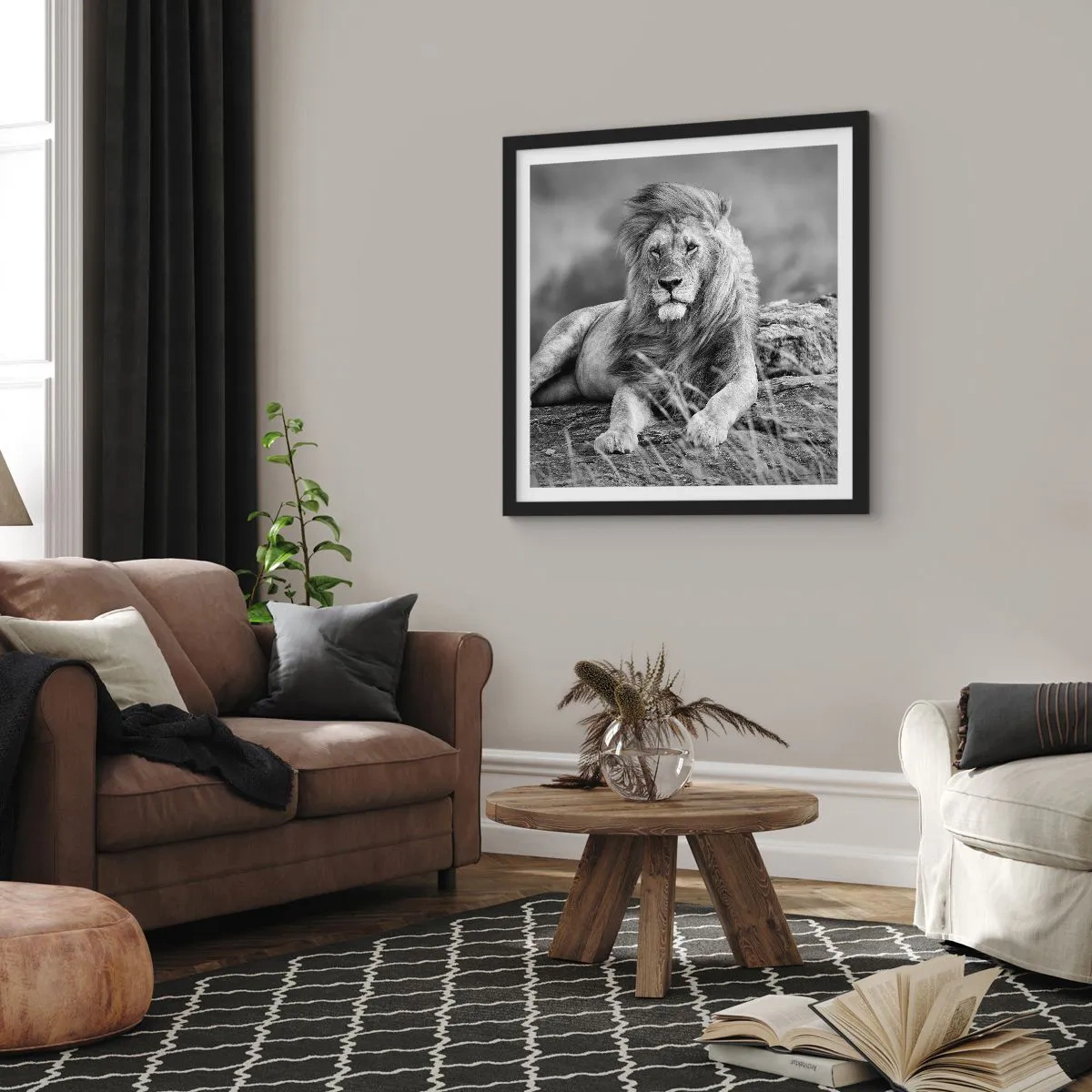 Plagát v čiernom ráme - Kráľovská siesta - 60x60 cm