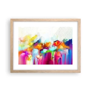 Plagát v ráme zo svetlého duba - Dúha rozkvitla - 40x30 cm