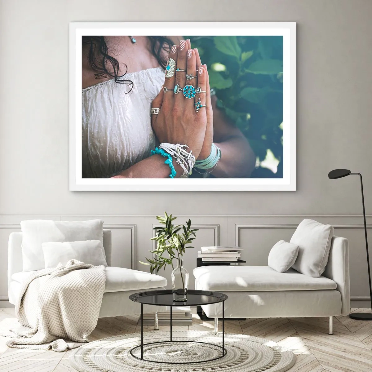 Plagát v bielom ráme - Vitajte v centre bytia - 40x30 cm