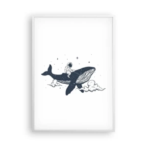 Plagát v bielom ráme - Vesmírne dobrodružstvo - 70x100 cm