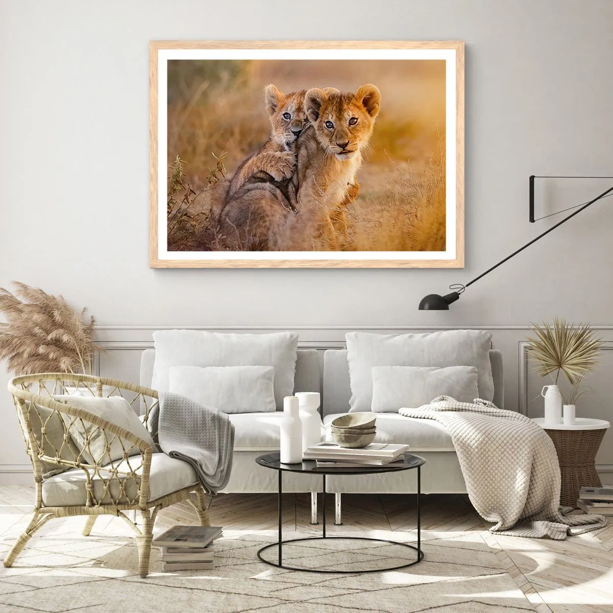 Plagát v ráme zo svetlého duba - Nevyrušovať! Hrajme sa - 91x61 cm