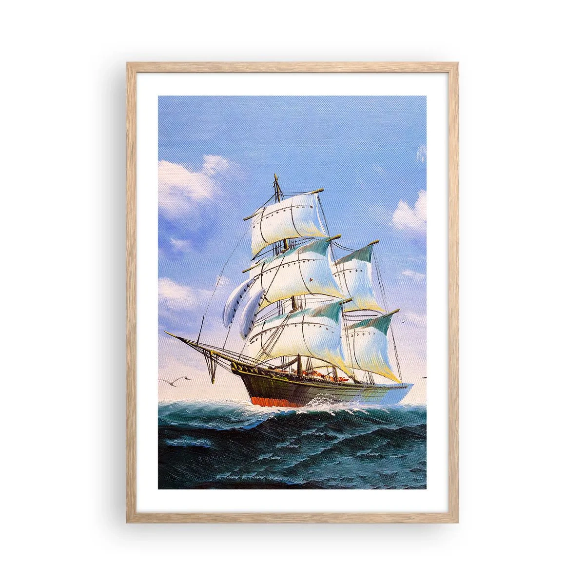 Plagát v ráme zo svetlého duba - Hrdo s vetrom - 50x70 cm