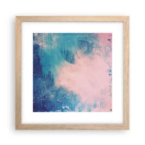 Plagát v ráme zo svetlého duba - Modré objatie - 30x30 cm