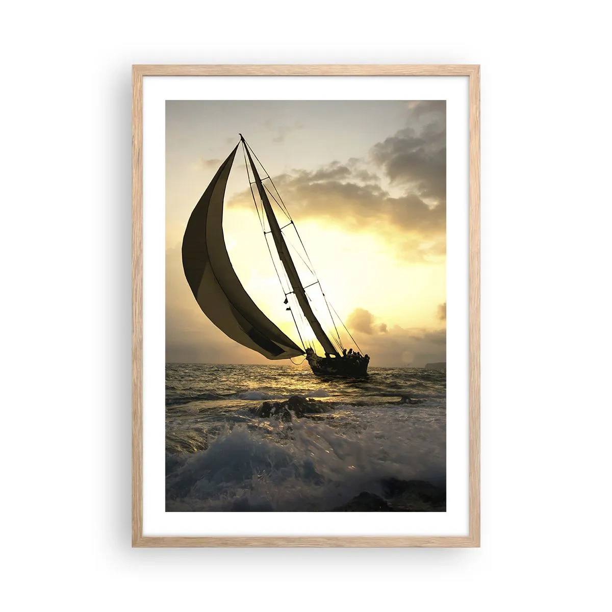 Plagát v ráme zo svetlého duba - S vetrom a proti vetru - 50x70 cm