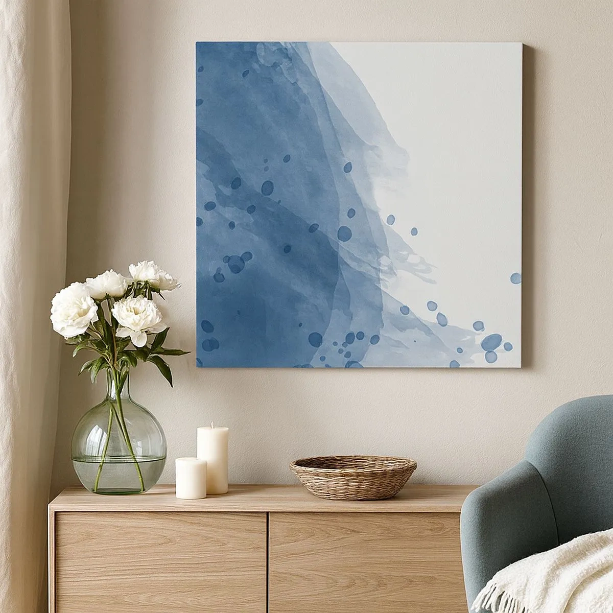 Obraz na plátne - Modrý tyl - 30x30 cm