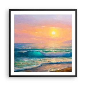 Plagát v čiernom ráme - Tyrkysová pieseň vĺn - 60x60 cm