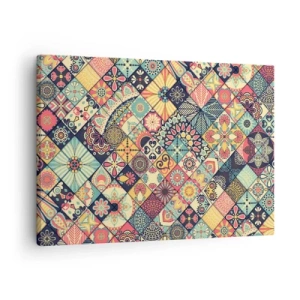 Obraz na plátne - Farebné geometrické vzory inšpirované marockým štýlom - 70x50cm - Marocká vízia - Moderná nástenná dekorácia do obývacej izby a spálne ARTTOR