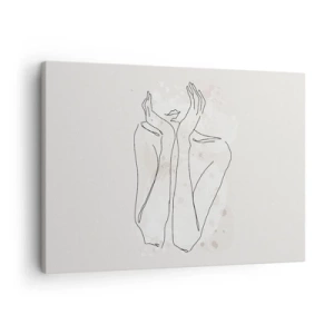 Obraz na plátne - Vrstevnica zobrazujúca ženské ruky na svetlom pozadí - 70x50cm - Zasnený okamih - Moderná nástenná dekorácia do obývacej izby a spálne ARTTOR
