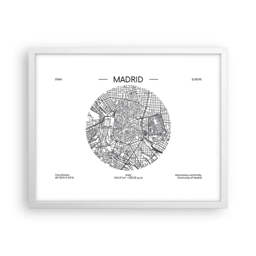 Plagát v bielom ráme - Anatómia Madridu - 50x40 cm
