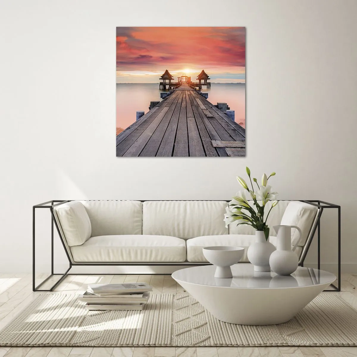 Obraz na skle - Západ na východe - 60x60 cm