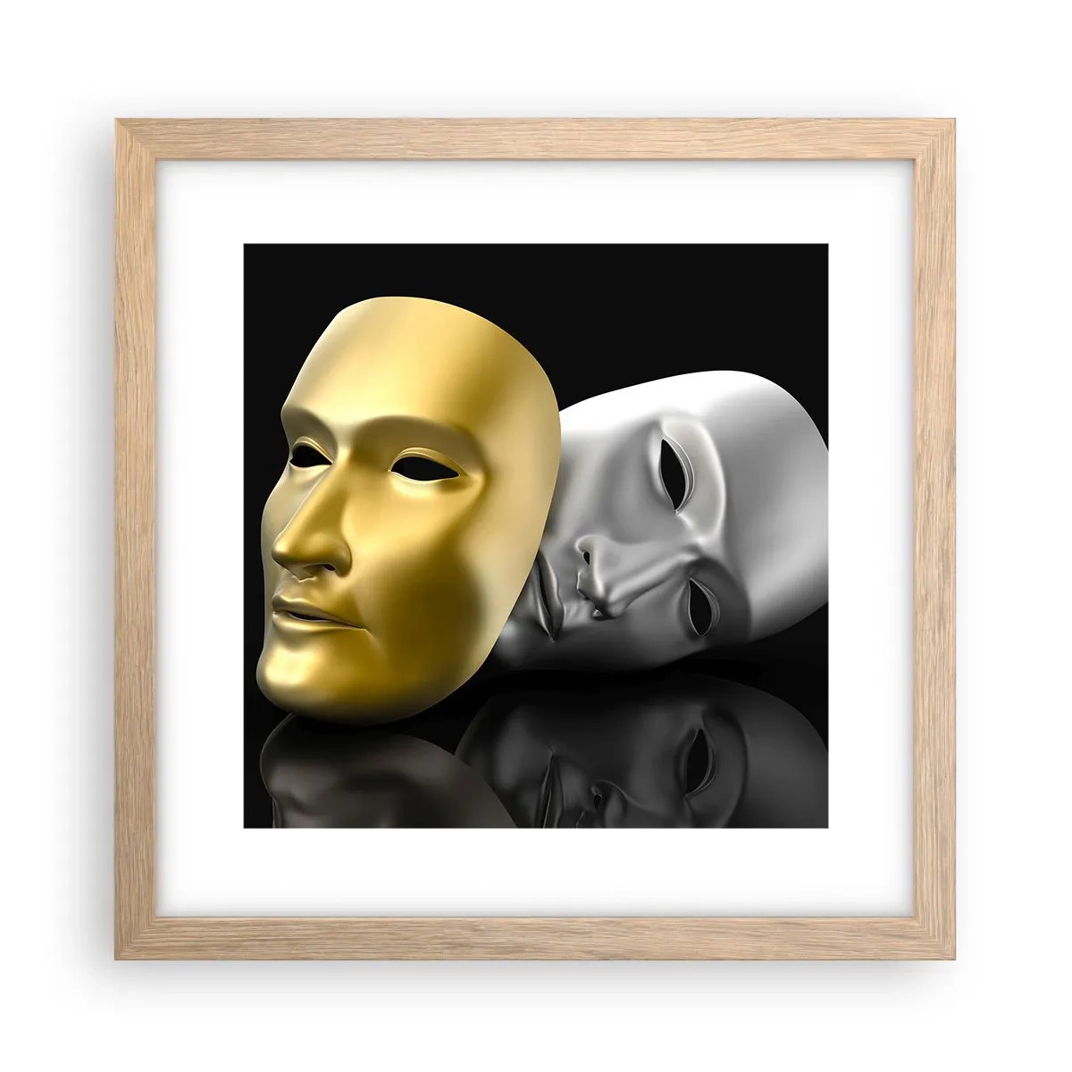 Plagát v ráme zo svetlého duba - Život je divadlo - 30x30 cm