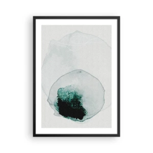 Plagát v čiernom ráme - Abstraktná organická forma v odtieňoch zelenej - 50x70cm - V kvapke vody - Moderná nástenná dekorácia do obývacej izby a spálne ARTTOR