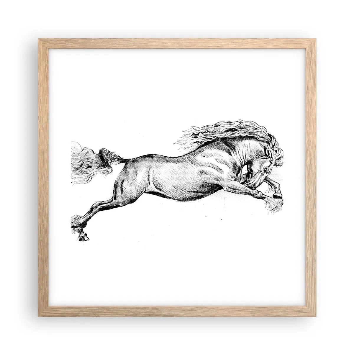 Plagát v ráme zo svetlého duba - Zastavený v cvale - 40x40 cm