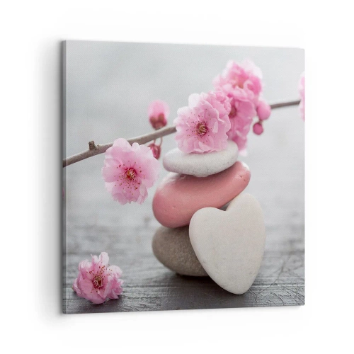 Obraz na plátne - Blaženosť s višňovým kvetom - 60x60 cm