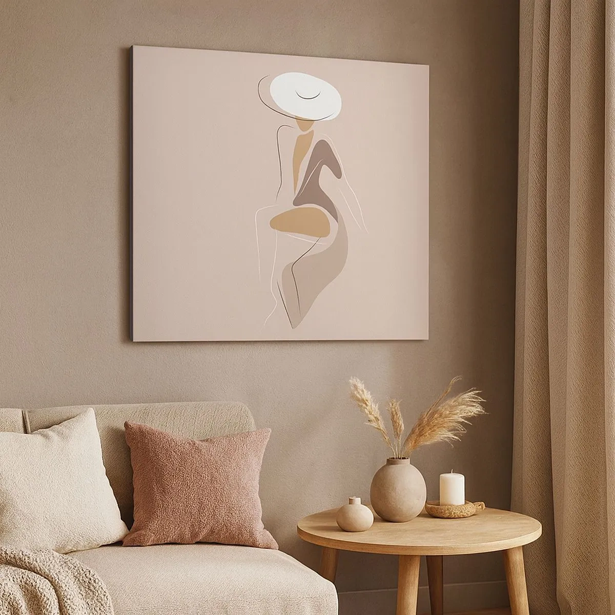 Obraz na plátne - Minimalistická silueta ženy v klobúku - 70x50cm - Ako vyzerá pravá dáma? - Moderná nástenná dekorácia do obývacej izby a spálne ARTTOR