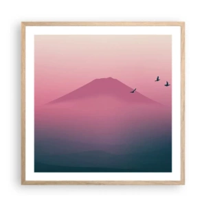 Plagát v ráme zo svetlého duba - Pútnici nad oblakmi - 60x60 cm