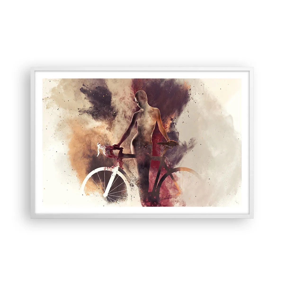 Plagát v bielom ráme - Cyklistická duša v mramorových tvaroch - 91x61 cm