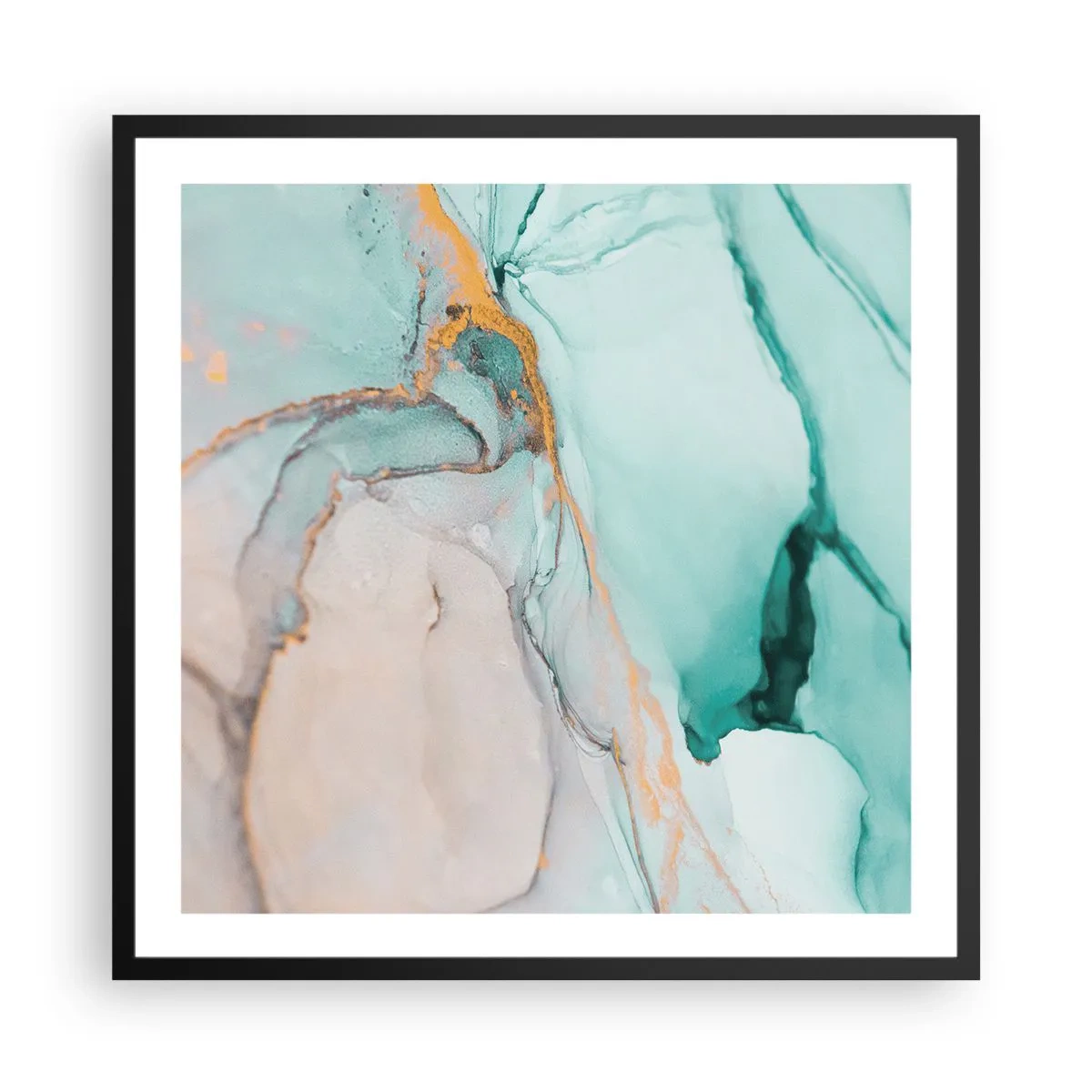 Plagát v čiernom ráme - Tanec tvarov a farieb - 60x60 cm