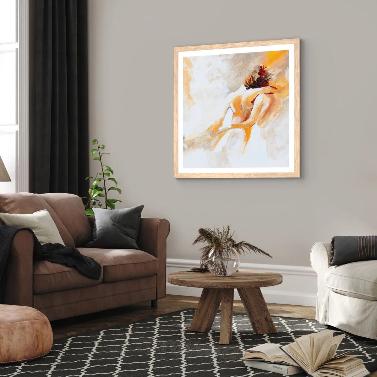 Plagát v ráme zo svetlého duba - Blízkosť v nebi - 40x40 cm