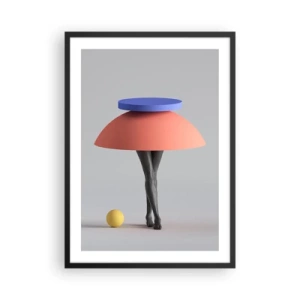 Plagát v čiernom ráme - Surrealistická postava s geometrickými tvarmi - 50x70cm - Surrealistická kompozícia - Moderná nástenná dekorácia do obývacej izby a spálne ARTTOR