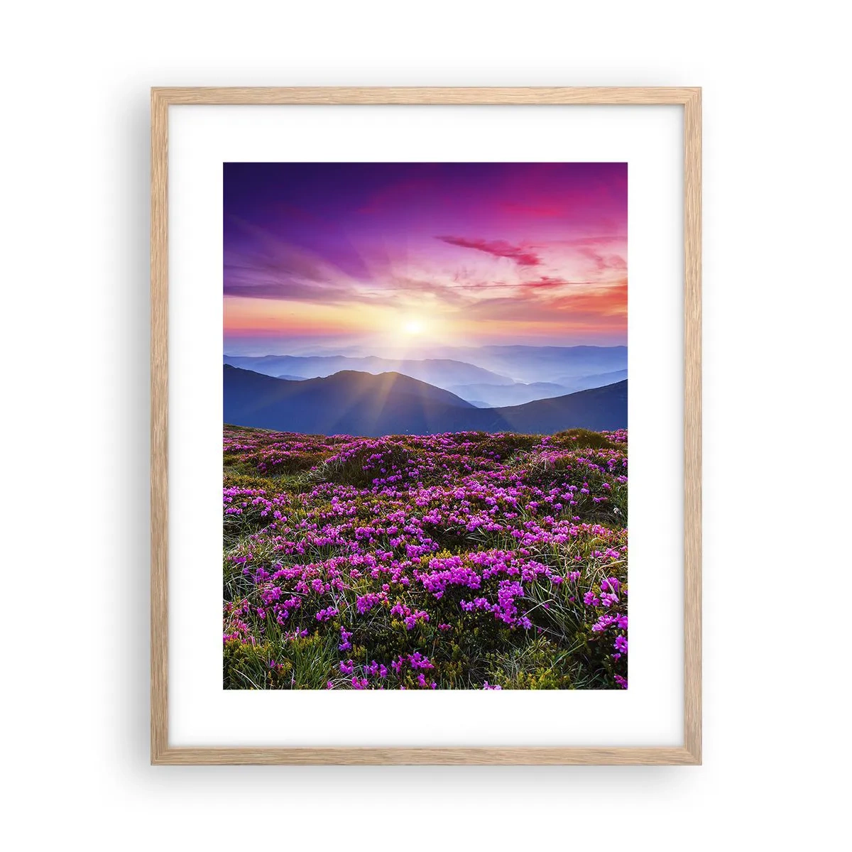 Plagát v ráme zo svetlého duba - Zavoňali svieže púčiky byliniek z obilných polí - 40x50 cm