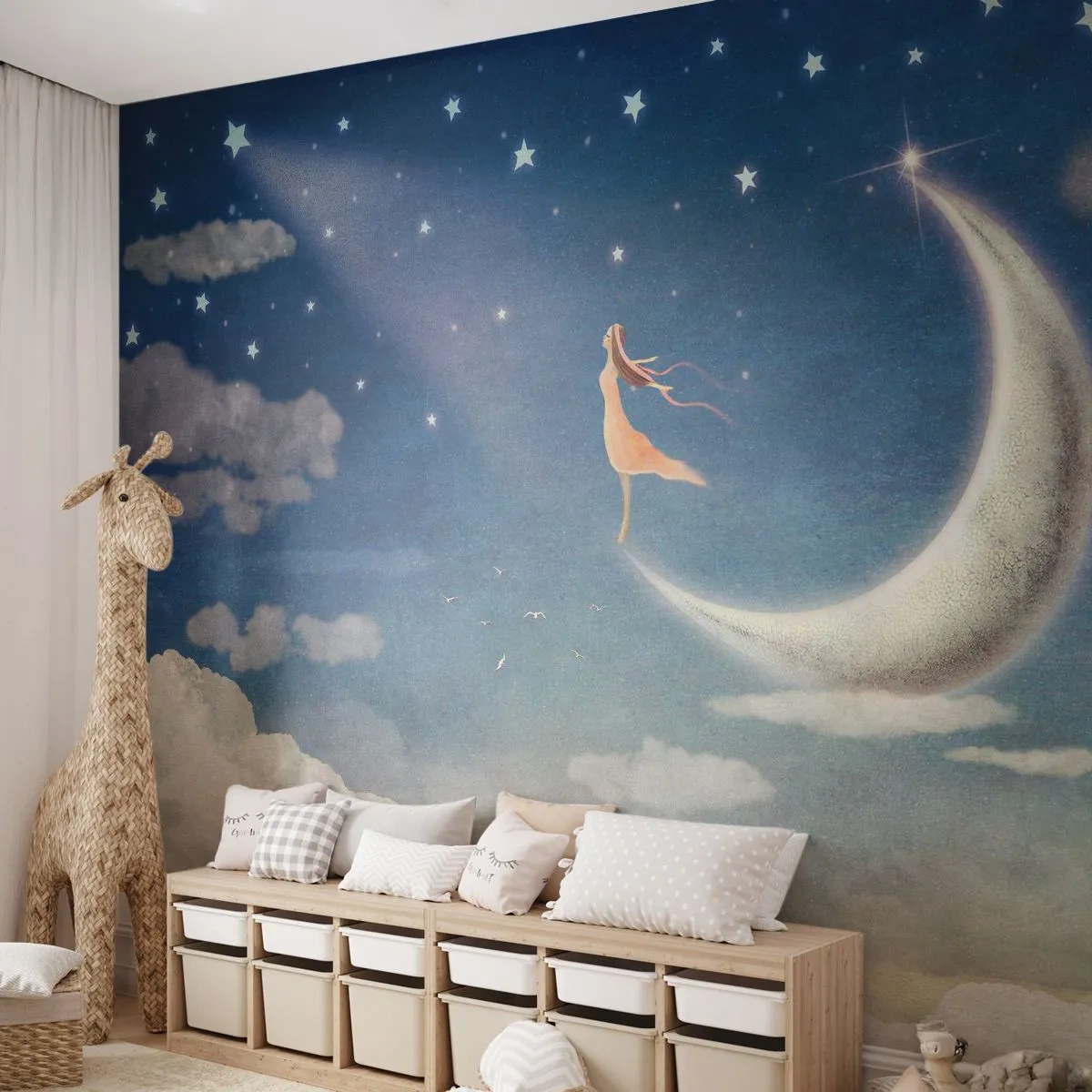 Fototapeta Premium Sand - Modrá koketa - Abstrakcia, Pre deti, Mesiac - 350x256 cm