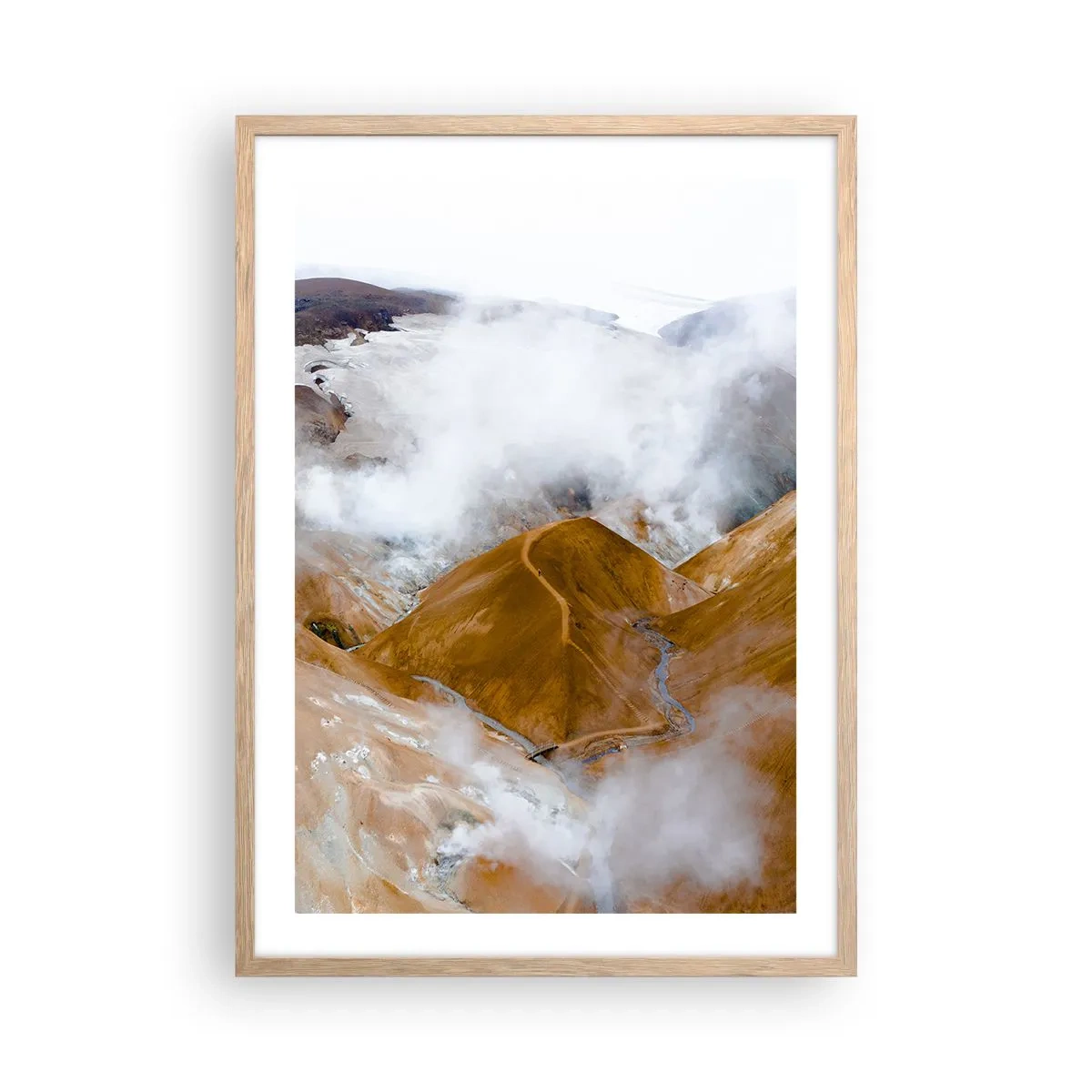 Plagát v ráme zo svetlého duba - Drsná krása Islandu - 50x70 cm