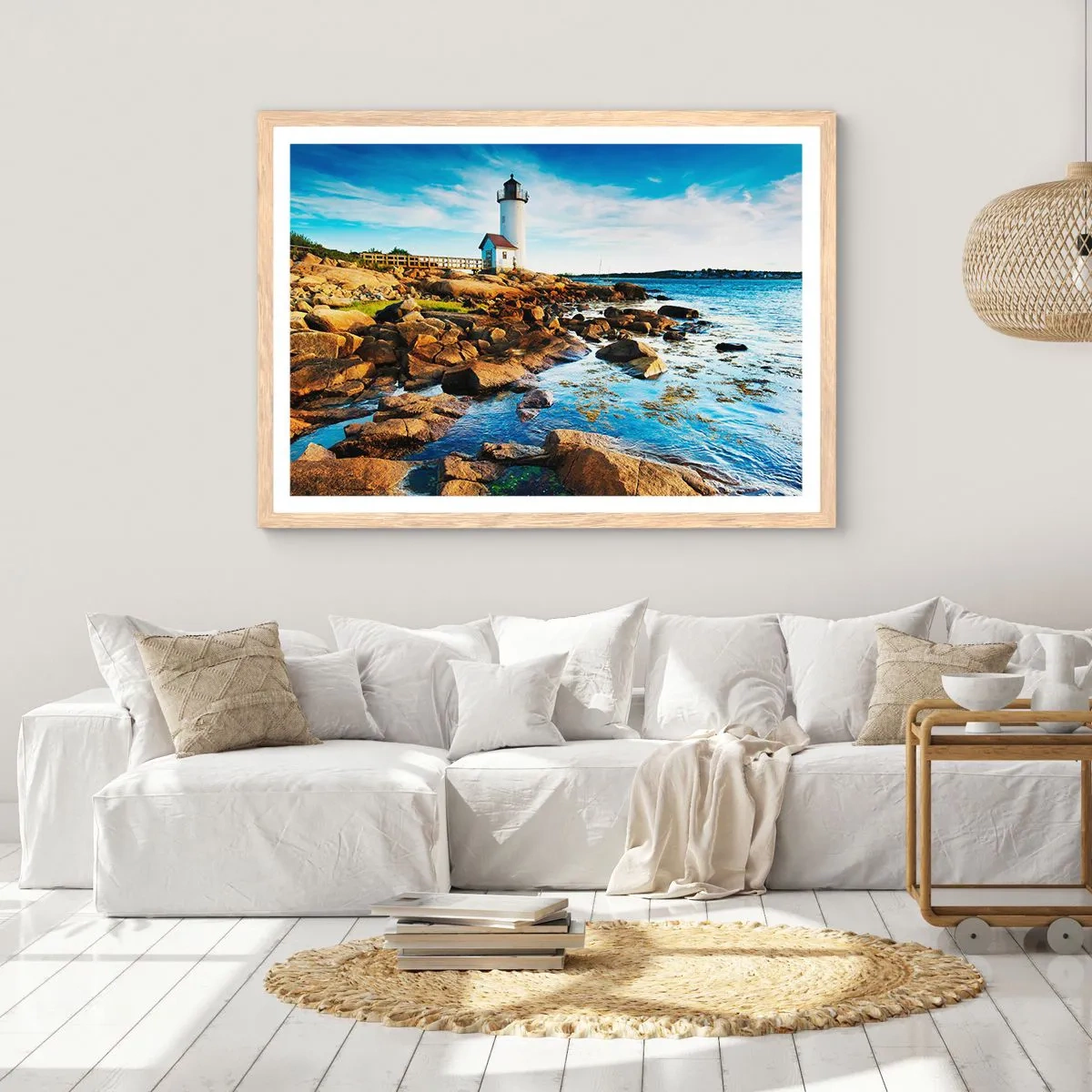 Plagát v ráme zo svetlého duba - Vráťte sa šťastne, čakám - 50x40 cm