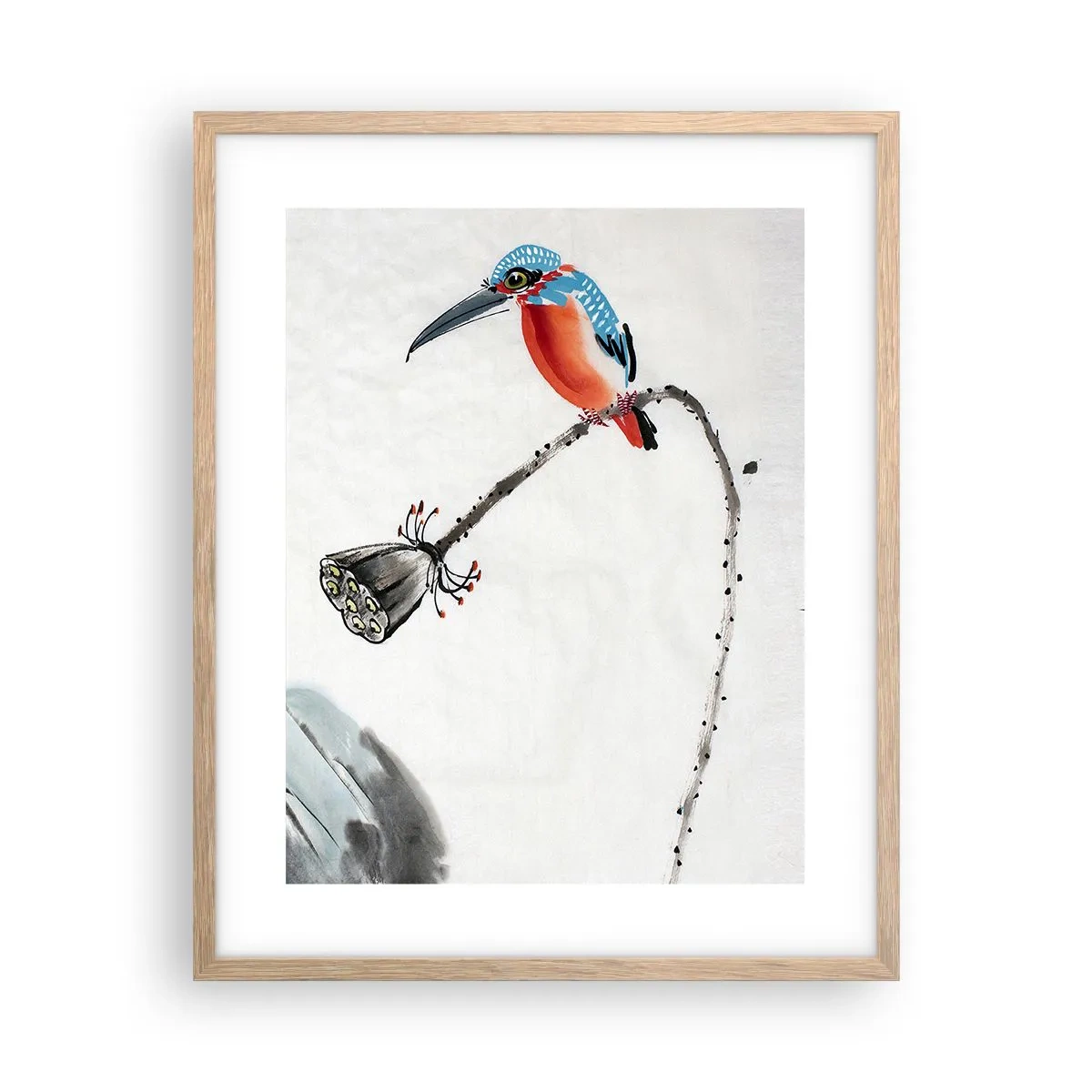 Plagát v ráme zo svetlého duba - Život lúky - 40x50 cm