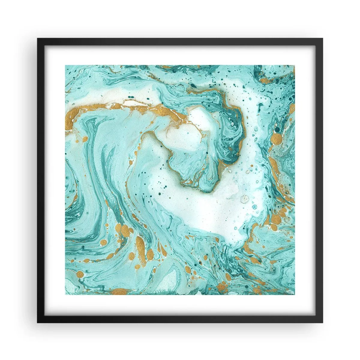 Plagát v čiernom ráme - Pod veľkou vlnou z epochy Edo - 50x50 cm