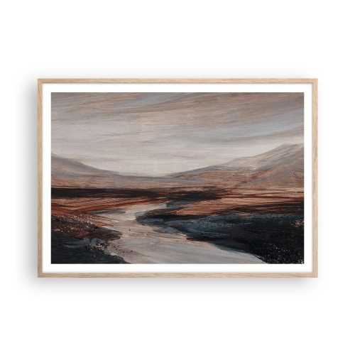 Plagát v ráme zo svetlého duba - Pokojné údolie - 100x70 cm