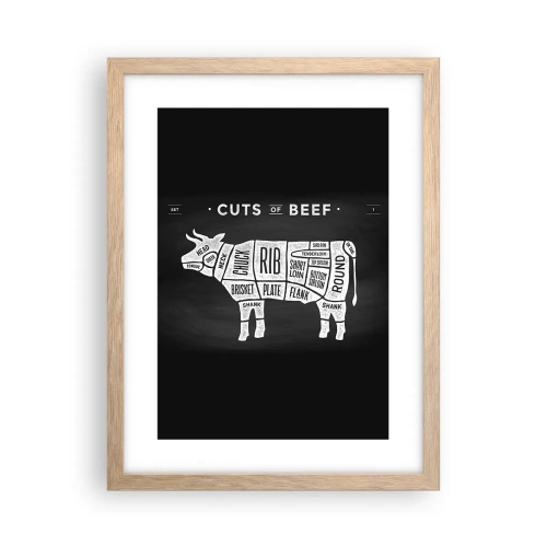 Plagát v ráme zo svetlého duba - Šlabikár mäsiara - 30x40 cm