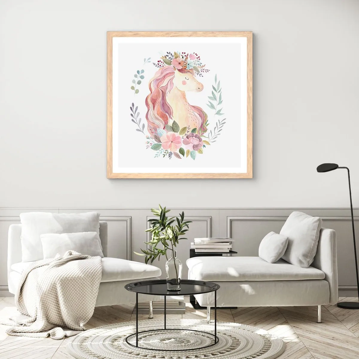 Plagát v ráme zo svetlého duba - Pozvánka do ríše rozprávok - 30x30 cm