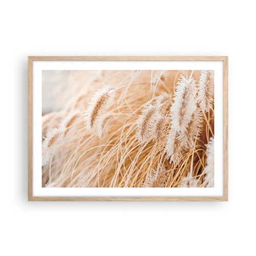 Plagát v ráme zo svetlého duba - Zlaté šušťanie tráv - 70x50 cm