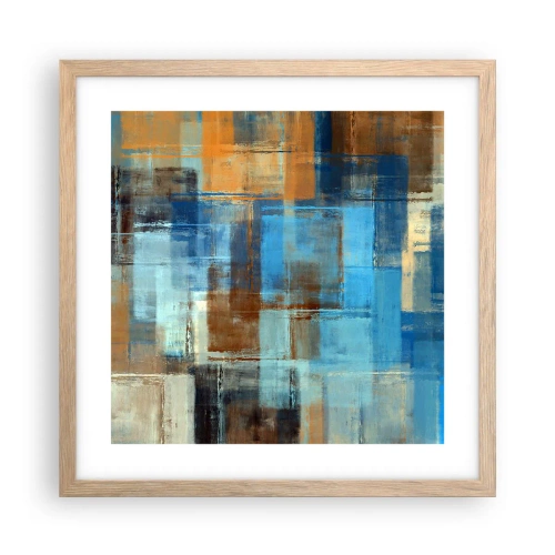 Plagát v ráme zo svetlého duba - Cez modrý závoj - 40x40 cm