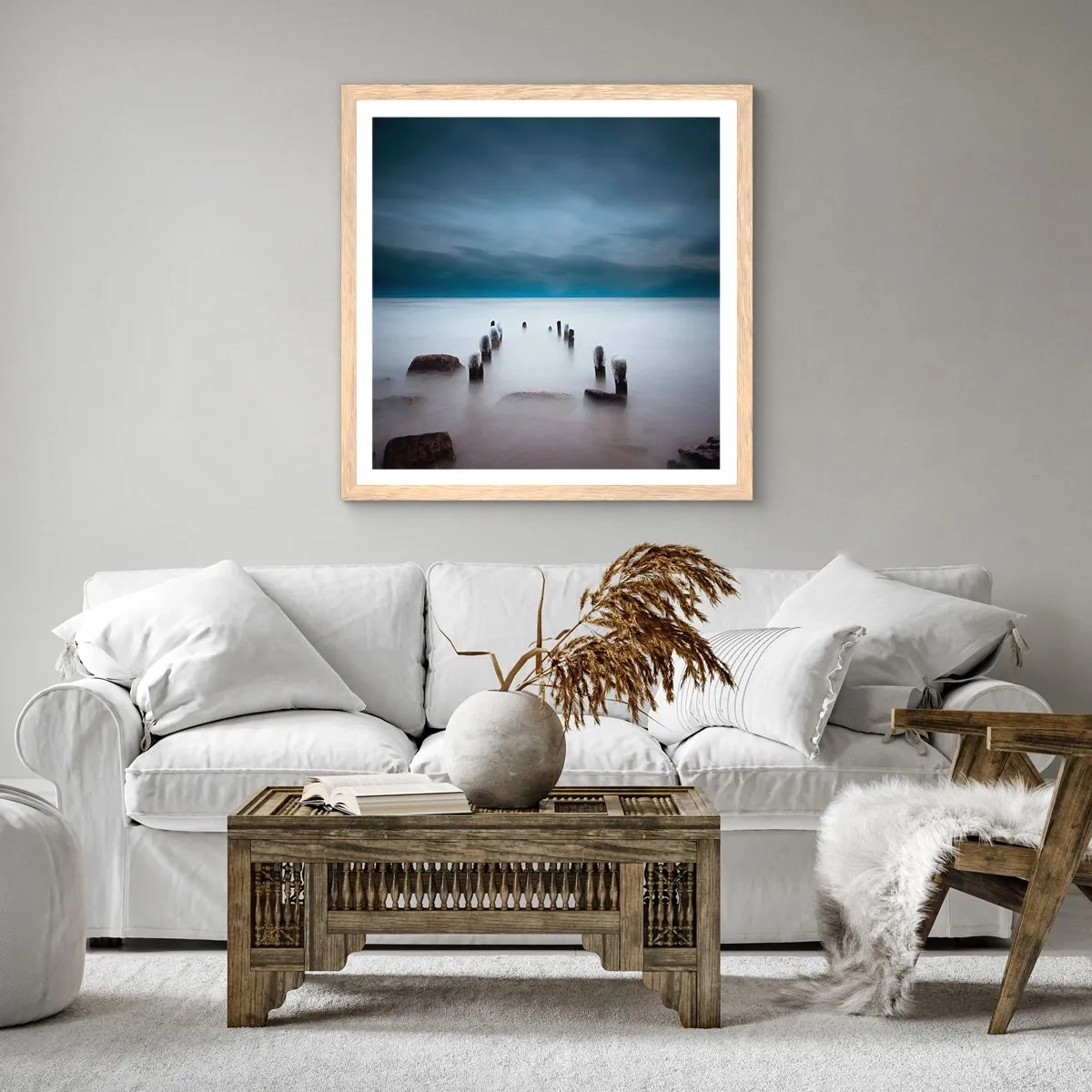 Plagát v ráme zo svetlého duba - Zamyslené jazero - 60x60 cm