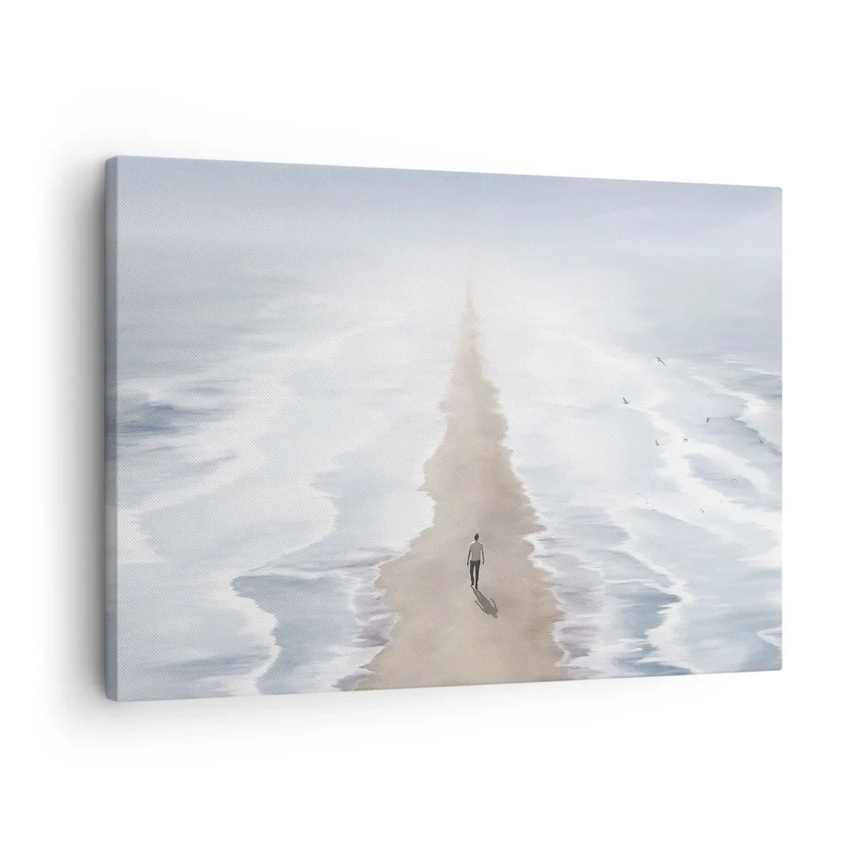 Obraz na plátne - Postava na opustenej ceste uprostred rozľahlej vodnej krajiny - 70x50cm - Svetlá budúcnosť - Moderná nástenná dekorácia do obývacej izby a spálne ARTTOR