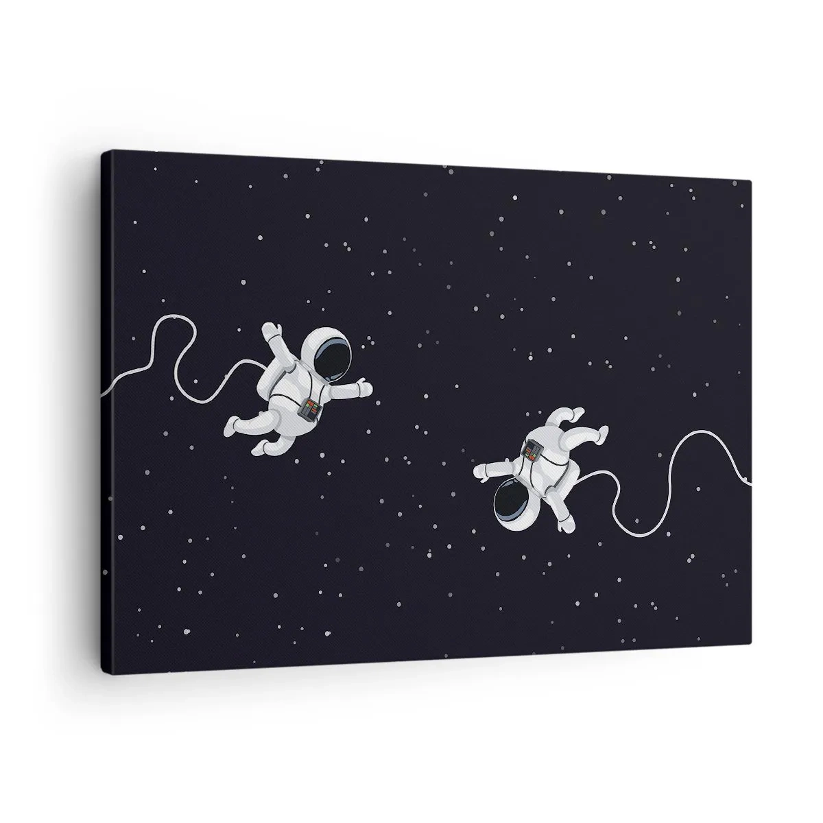 Obraz na plátne - Astronauti vznášajúci sa vo vesmíre na pozadí hviezd - 70x50cm - Kozmický tanec - Moderná nástenná dekorácia do obývacej izby a spálne ARTTOR