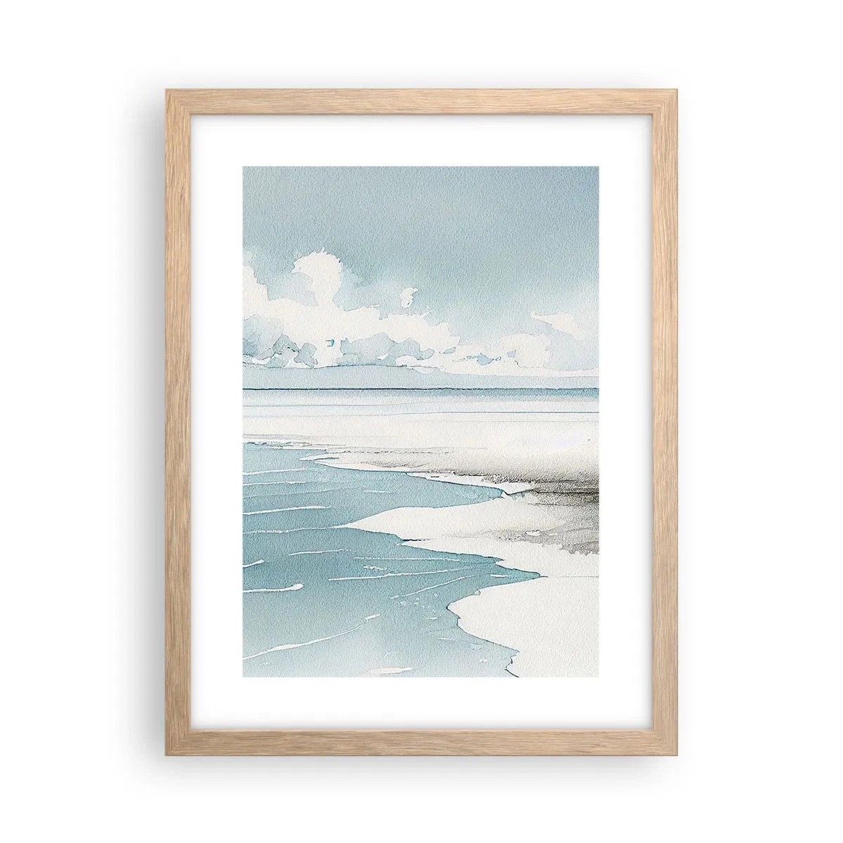 Plagát v ráme zo svetlého duba - Jemný príliv - 30x40 cm