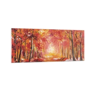 Obraz na skle - Medený les - 100x40 cm
